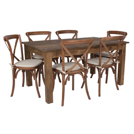 Flash Furniture XA-FARM-19-GG Farm Table And Chair Set Rustic Style Includes: (1) 60"W X 38"D X 30"H Table