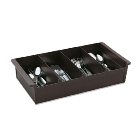 Vollrath 52652 Cutlery Dispenser/Box DARK BROWN Plastic With 4 Compartments