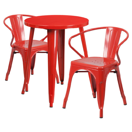 Flash Furniture CH-51080TH-2-18ARM-RED-GG Table And Chair Set Includes (1) 24" Dia. X 29"H Table