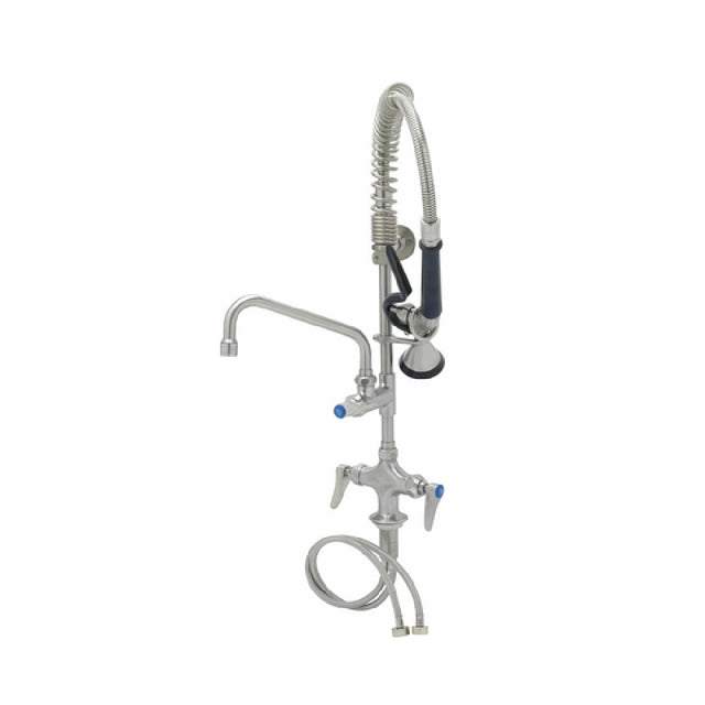 T&S Brass SMPF-2DLN-08 EverSteel Pre-Rinse Unit: Single Hole Stainless Steel Deck Mount Mixing Faucet