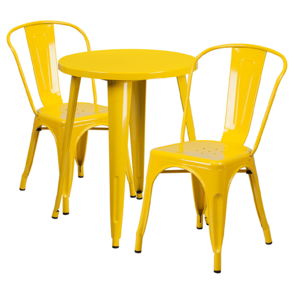 Flash Furniture CH-51080TH-2-18CAFE-YL-GG Table And Chair Set Includes (1) 24" Dia. X 29"H Table