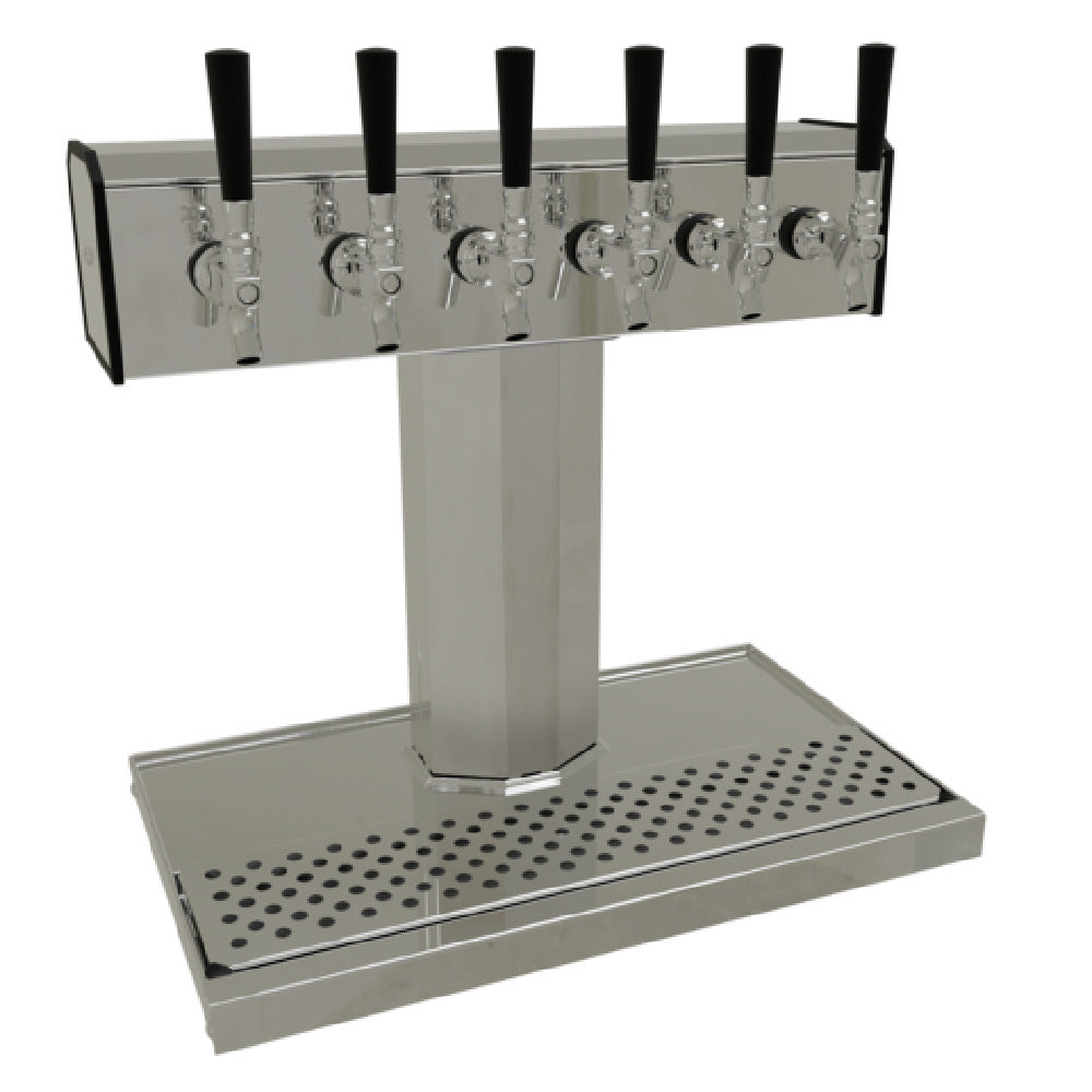 Glastender BT-6-MF Tee Draft Dispensing Tower Countertop (6) Stainless Steel Faucets (handles Not Included)