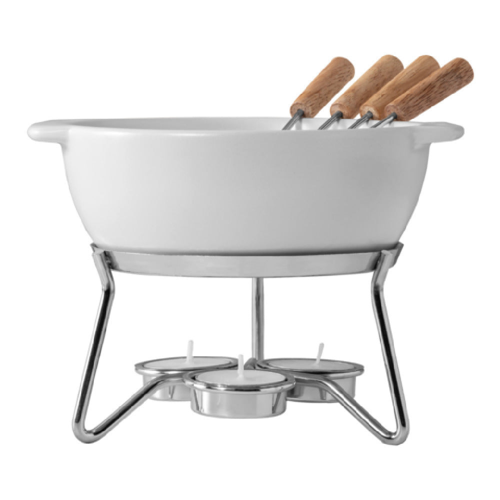 BOSKA Professional Cheese Equipment 853548 Boska Cheese Fondue Set Party 8.03''W X 6.14''D X 6.22''H Ceramic Pot