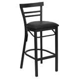 Flash Furniture XU-DG6R9BLAD-BAR-BLKV-GG Hercules Series Restaurant Bar Stool Metal Ladder Back