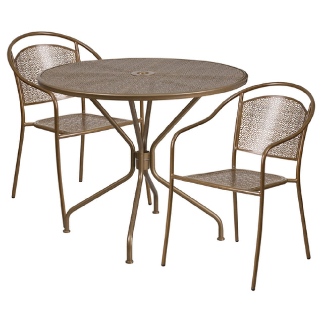 Flash Furniture CO-35RD-03CHR2-GD-GG Patio Table Set Includes (1) Table: 35-1/4" Dia. X 28-3/4"H