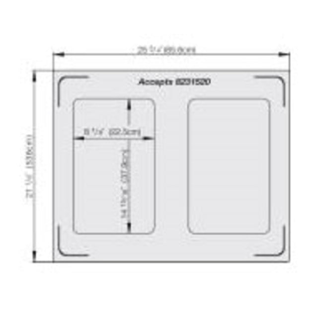 Vollrath 8250214 Miramar™ Double Well Template For 2 Rectangle 3/4 Size Pans