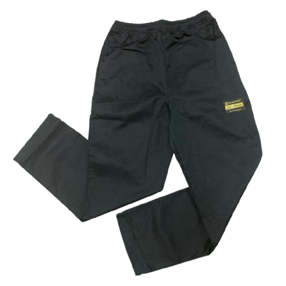 Thunder Group CP201BKL Chef Regalia Relaxed Fit Chef Pants Large 65/35 Poly/cotton