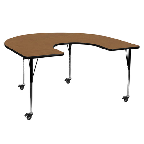 Flash Furniture XU-A6066-HRSE-OAK-T-A-CAS-GG Activity Table 66"W X 60"D X 22-1/4" To 30-2/5" Adjustable Height