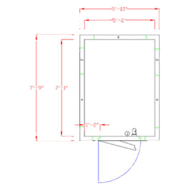 American Panel 6X8C-I Walk-In Cooler 7'-3-3/4" H X 5'-10" W X 7'-9" D Indoor