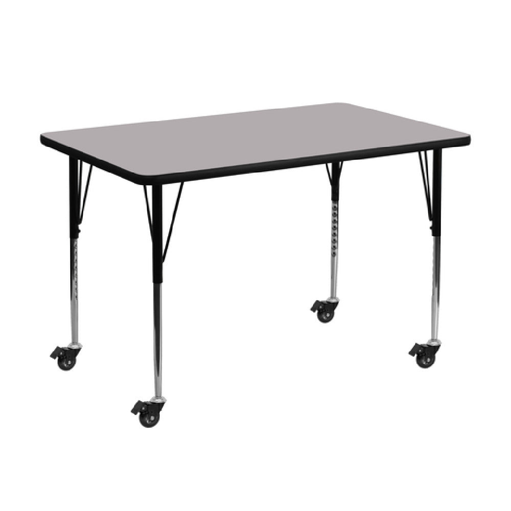 Flash Furniture XU-A3048-REC-GY-T-A-CAS-GG Activity Table 48"W X 30"D X 22-1/4" To 30-2/5" Adjustable Height