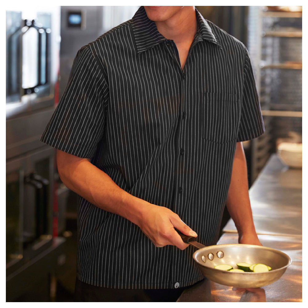 Chef Works CCSBCDAM Cook Shirt Short Sleeves Black Buttons