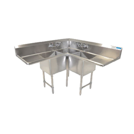 BK Resources BKCS-3-24-14-24T Corner Sink Three Compartment 75"W X 75"D X 43-1/2"H Overall Size