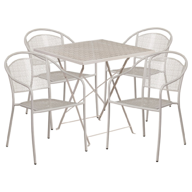 Flash Furniture CO-28SQF-03CHR4-SIL-GG Patio Table Set Includes (1) Folding Table: 28"W X 28"D X 28-1/4"H