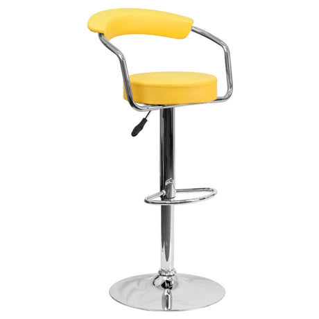 Flash Furniture CH-TC3-1060-YEL-GG Swivel Bar Stool With Arms Adjustable Height