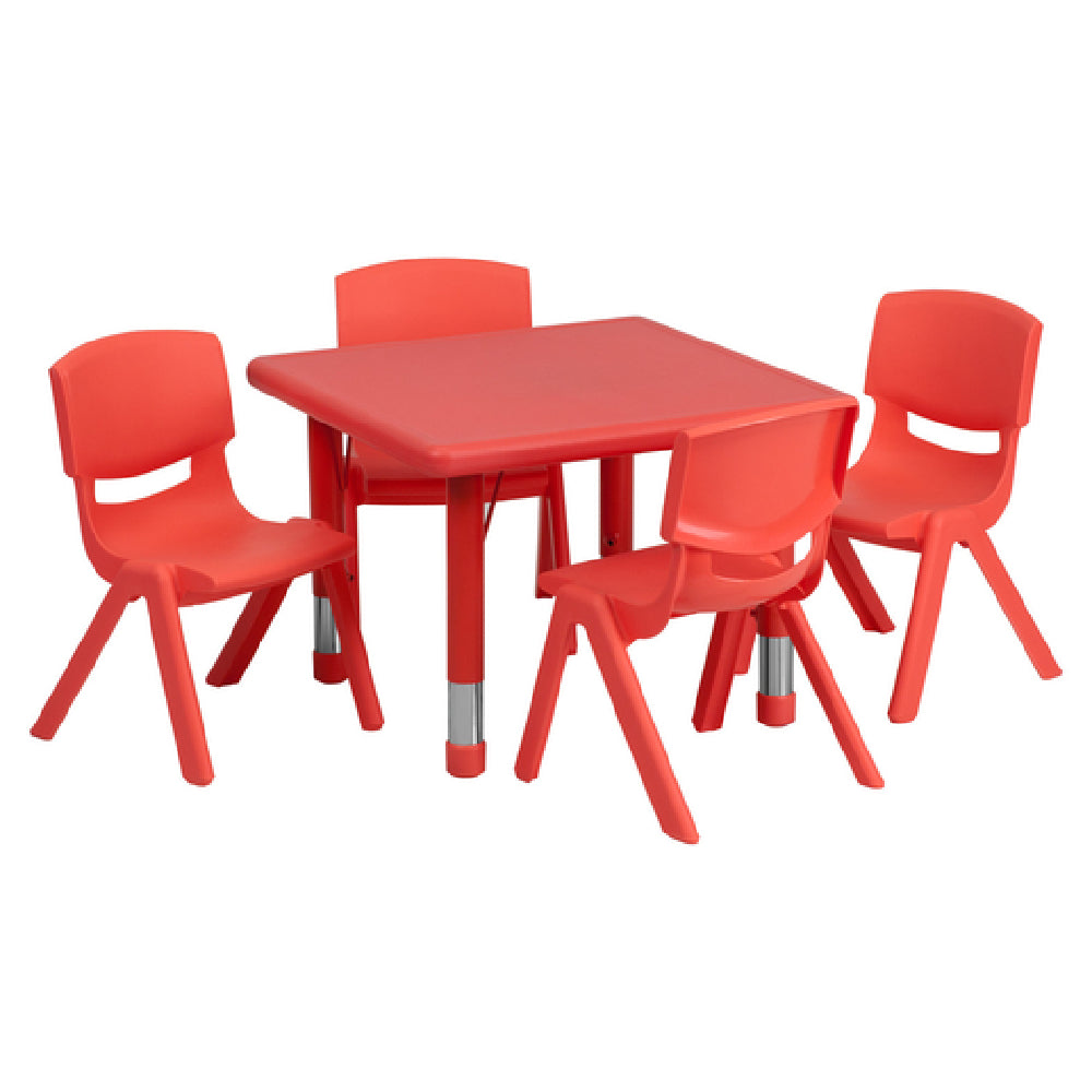 Flash Furniture YU-YCX-0023-2-SQR-TBL-RED-E-GG Preschool Activity Table Set Includes (1) Table: 24"W X 24"D X 14-1/2" 23-3/4"H