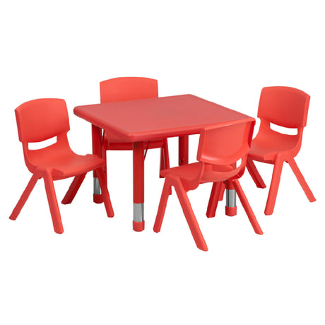 Flash Furniture YU-YCX-0023-2-SQR-TBL-RED-E-GG Preschool Activity Table Set Includes (1) Table: 24"W X 24"D X 14-1/2" 23-3/4"H