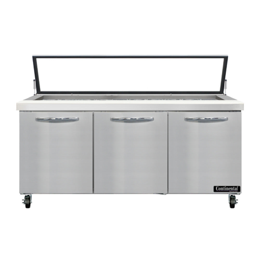 Continental Refrigerator SW72N30M-HGL Mighty Top Sandwich Unit With Hinged Glass Lid