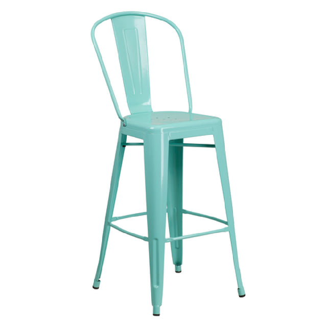 Flash Furniture ET-3534-30-MINT-GG Bar Stool 500 Lb. Weight Capacity Curved Back With Vertical Slat