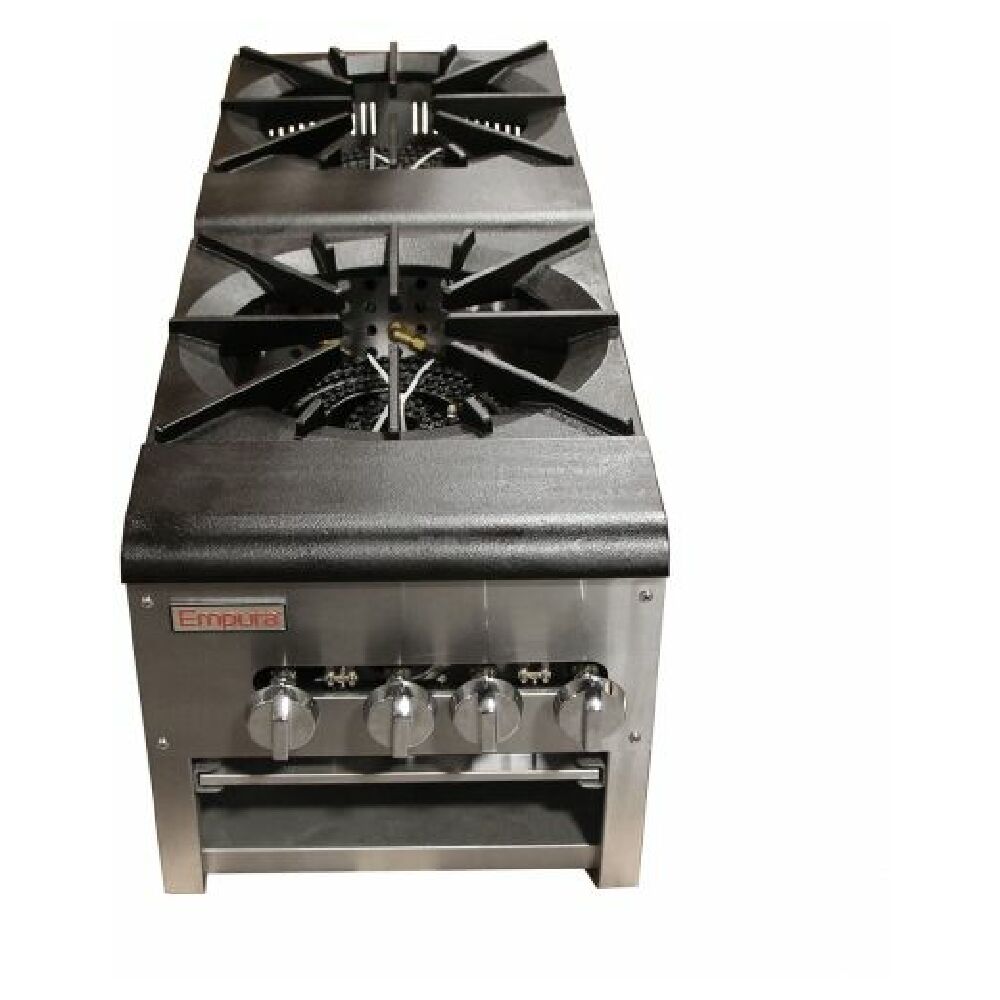 Empura Equipment ESP-2M Empura Natural Gas 18" Gas Stock Pot Range 170000 BTU/hr NG 2 Burners 85000 BTU/hr Each