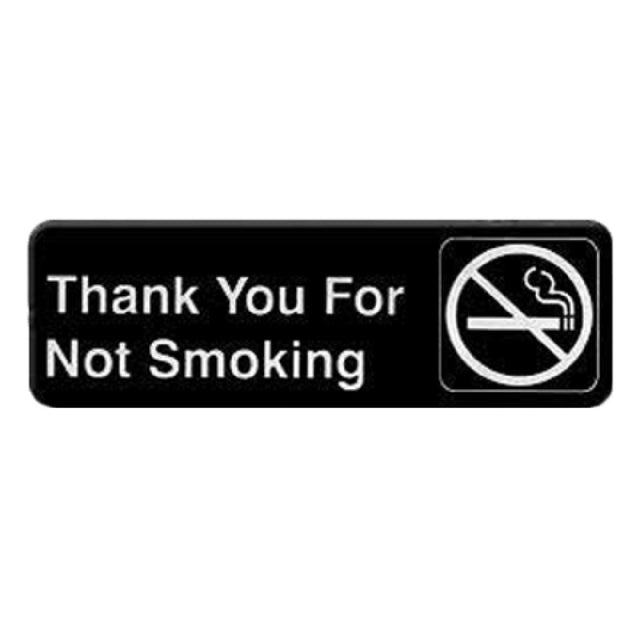 Thunder Group PLIS9318BK Information Symbol Sign 9" X 3" "Thank You For Not Smoking"