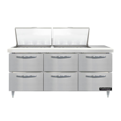 Continental Refrigerator D72N24M-D Designer Line Mighty Top Sandwich Unit 72"W