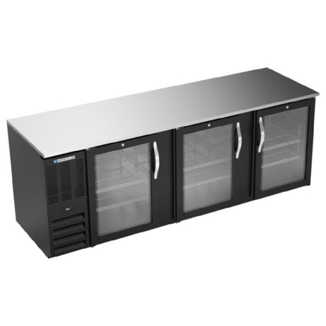 Beverage Air BB94HC-G-B - Refrigerated Back Bar Storage Cabinet, Three-section, 94"W X 30-3/8"D X 34"H