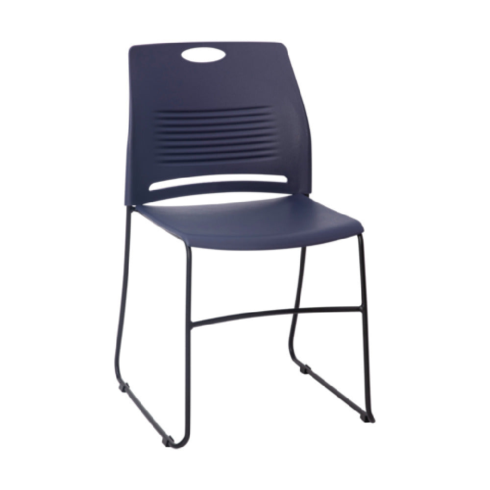 Flash Furniture RUT-NC499A-NAVY-GG HERCULES Series Commercial Grade 660 Lb. Capacity Navy Plastic Stack Chair With Black Powder Coated Sled Base Frame And Integrated Carrying Handle