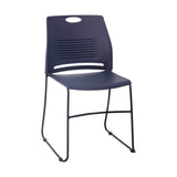 Flash Furniture RUT-NC499A-NAVY-GG HERCULES Series Commercial Grade 660 Lb. Capacity Navy Plastic Stack Chair With Black Powder Coated Sled Base Frame And Integrated Carrying Handle