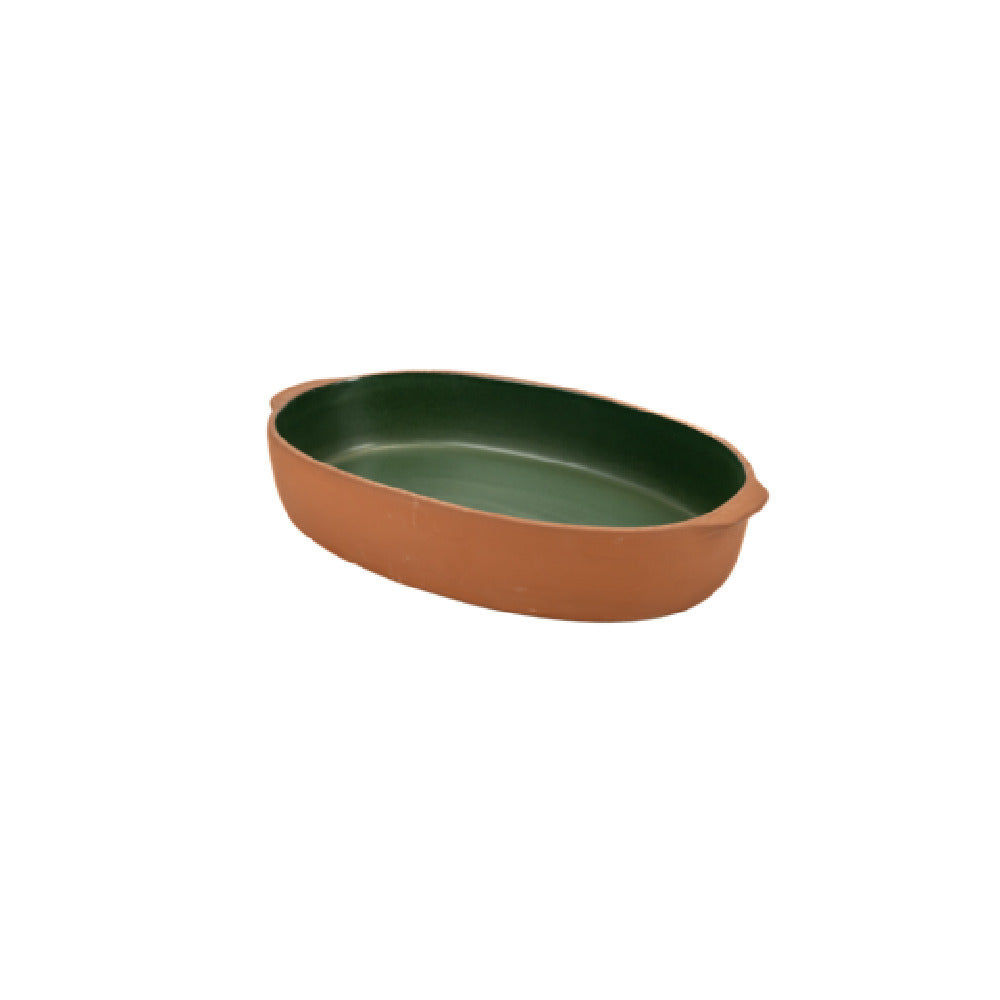 Arc Cardinal FP398 Maria Portugal Terracota Terra Green Oval Baker 40.0 Oz (L:11.63'' X W:6.63'')