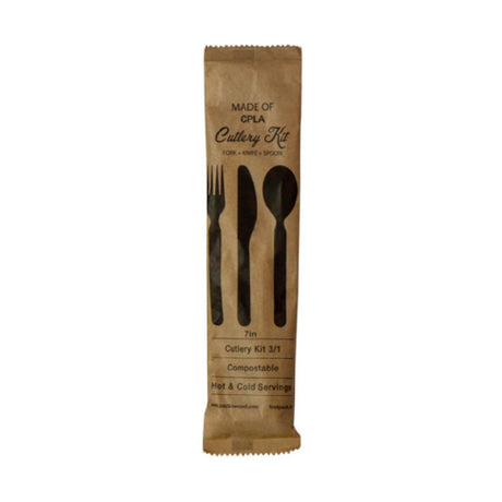 PacknWood 210CVPLK317BB - Compostable Bamboo Fiber Cutlery Kit, 7"L, Kraft Bag