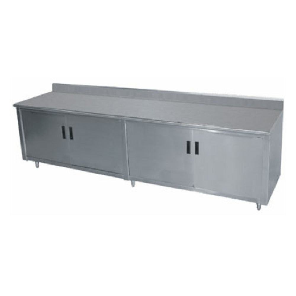 Advance Tabco EHK-SS-309M-X Special Value Economy Work Table 108"W X 30"D Cabinet Base With Mid-shelf & Hinged Doors