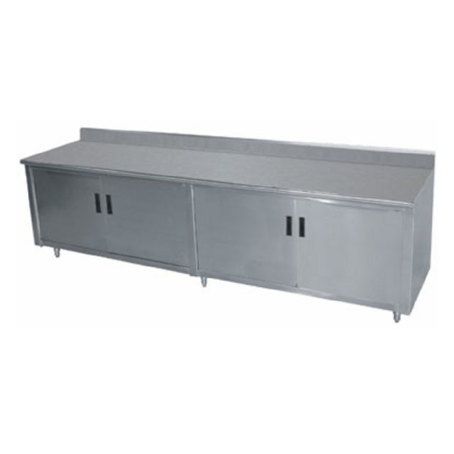 Advance Tabco EHK-SS-309M Special Value Economy Work Table 108"W X 30"D Cabinet Base With Mid-shelf & Hinged Doors