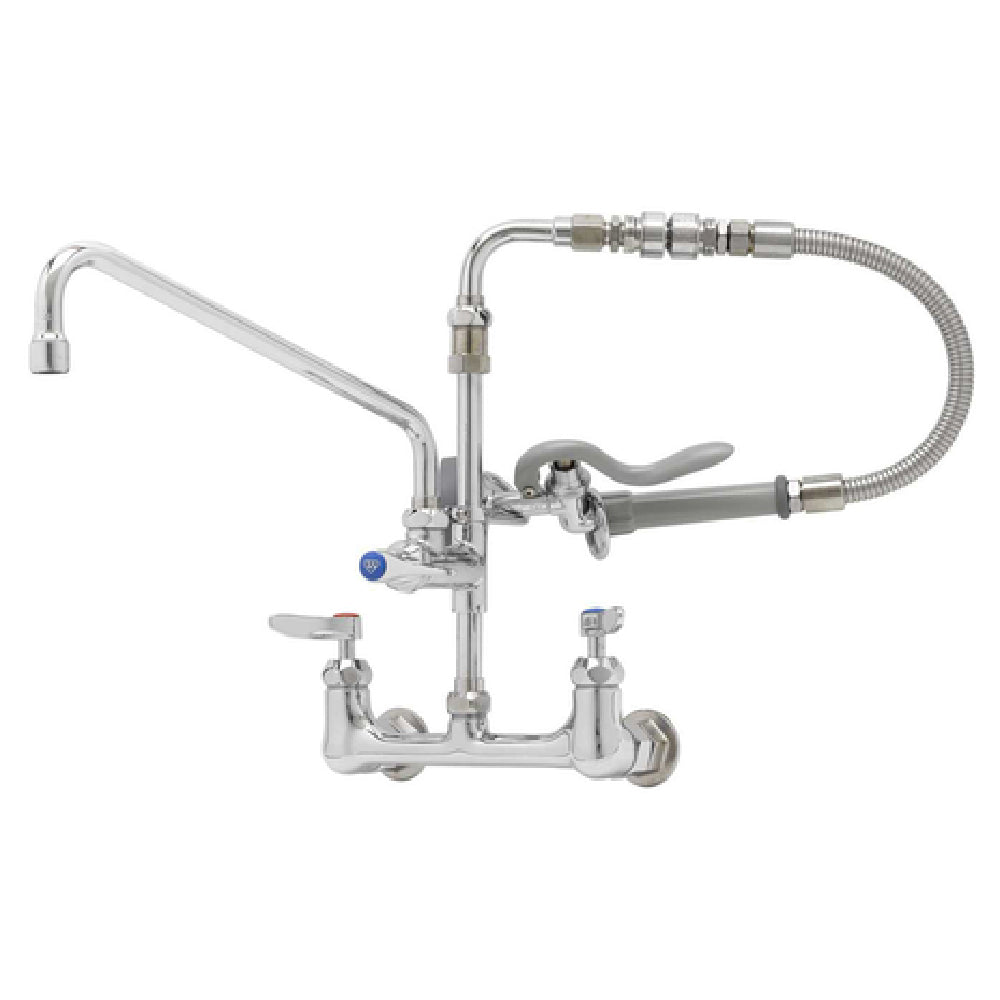 T&S Brass B-0184 Pre-Rinse Unit With Add-on Faucet Wall Mount Mixing Faucet With 8" Adjustable Centers