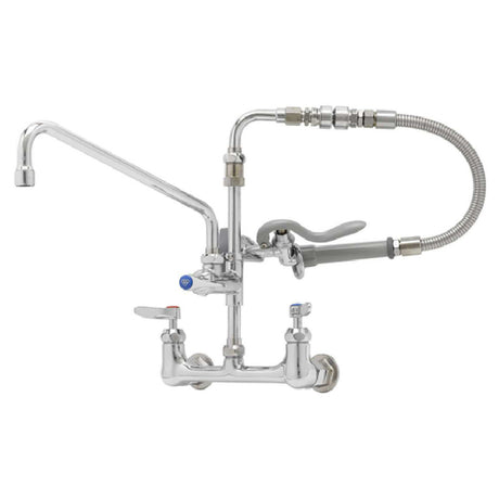 T&S Brass B-0184 Pre-Rinse Unit With Add-on Faucet Wall Mount Mixing Faucet With 8" Adjustable Centers