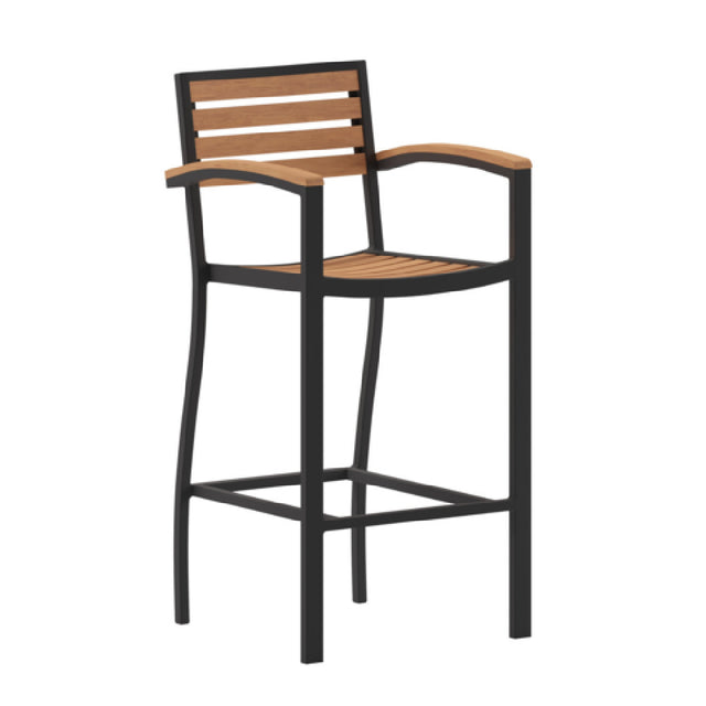 Flash Furniture XU-DG-HW6036B-ARM-GG Lark Bar Stool 300 Lb. Weight Capacity Slat Pattern Back & Seat