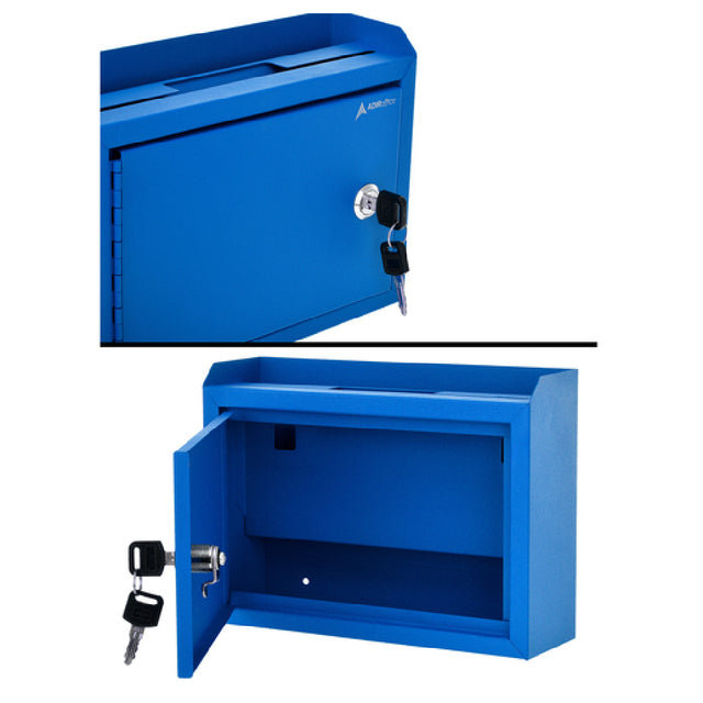 Alpine Industries ADI631-02-BLU Suggestion Box 9-8/10" X 3-4/10" X 7-1/2"H Wall Mountable