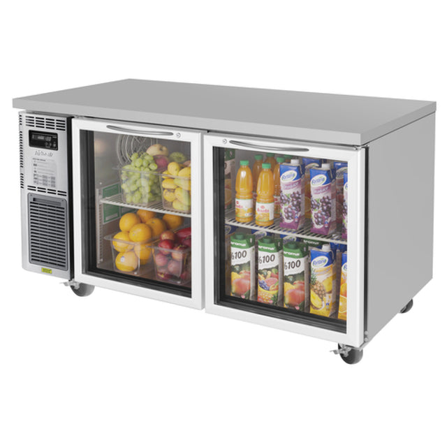 Turbo Air JUR-60-G-N J Series Glass Door Undercounter Side Mount Refrigerator Two-section