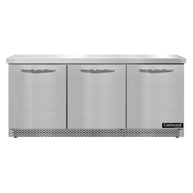 Continental Refrigerator SW72N-FB Work Top Refrigerator Front Breather 72"W