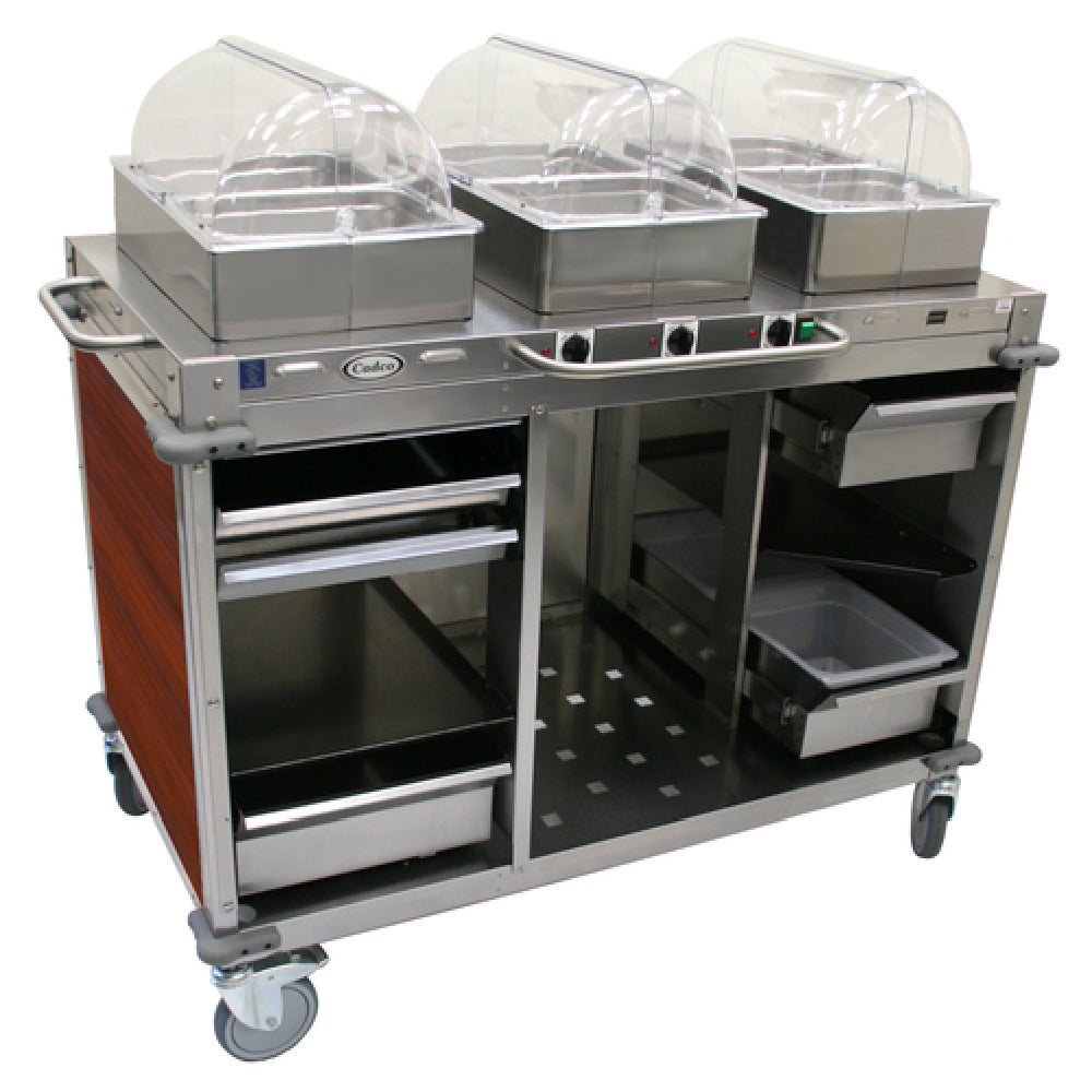 Cadco CBC-HHH-L5-4 MobileServ® Mobile Hot Buffet Cart (3) Hot Full Size Buffet Servers