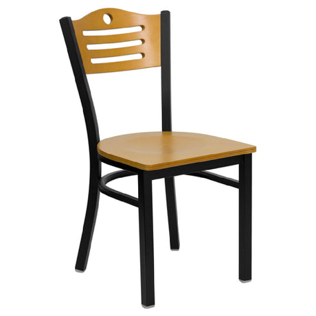 Flash Furniture XU-DG-6G7B-SLAT-NATW-GG Hercules Series Restaurant Chair Natural Finish Plywood Back With (3) Slots And Circle Cutout