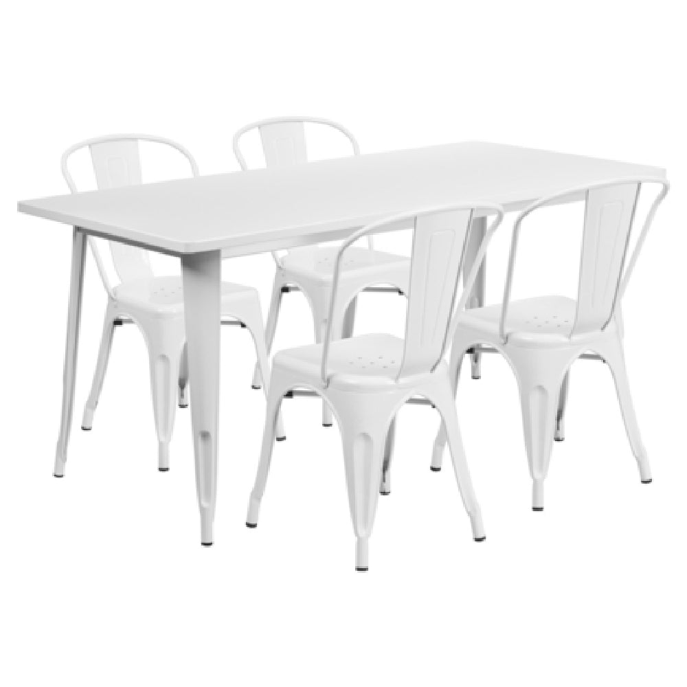 Flash Furniture ET-CT005-4-30-WH-GG Table And Chair Set Includes (1) 63"W X 31-1/2"D X 29-1/2"H Table