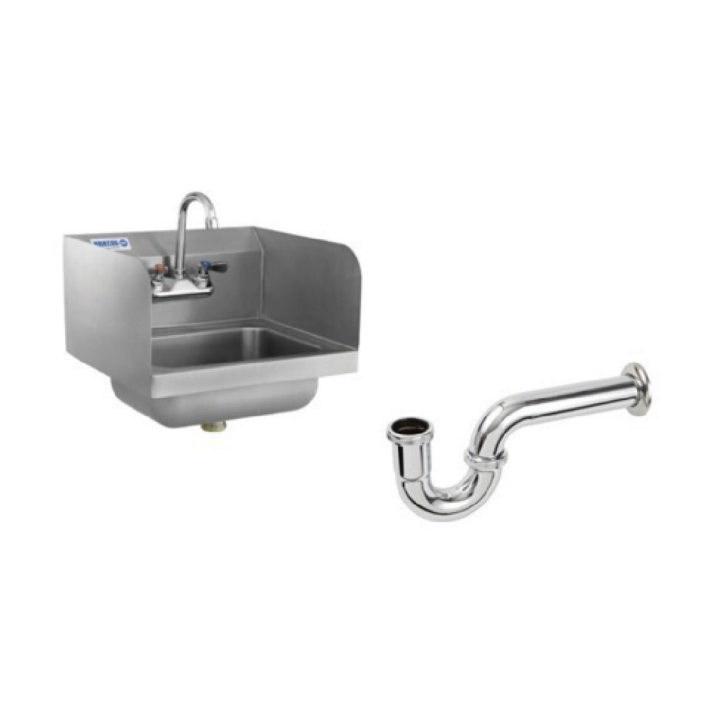 Hubert 110436 - Kratos Hand Sink With Gooseneck Faucet, 7-3/4" Side Splashes & P-Trap