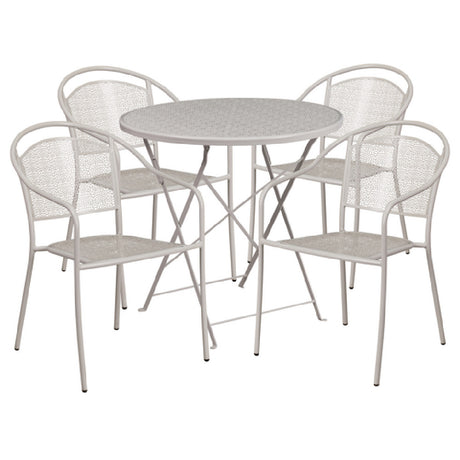 Flash Furniture CO-30RDF-03CHR4-SIL-GG Patio Table Set Includes (1) Folding Table: 30" Dia. X 28"H