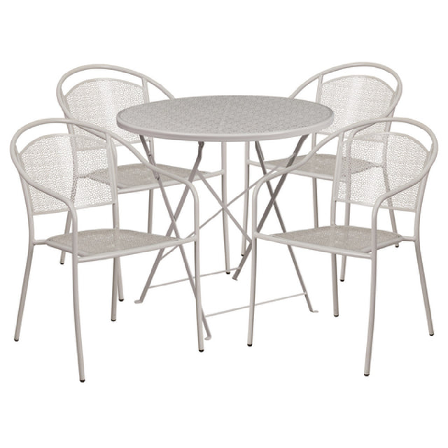 Flash Furniture CO-30RDF-03CHR4-SIL-GG Patio Table Set Includes (1) Folding Table: 30" Dia. X 28"H