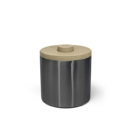 FOH RIB036BKS21 3qt Round Brushed Stainless Ice Bucket Matte Black With Dune Lid