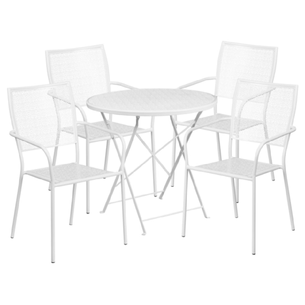 Flash Furniture CO-30RDF-02CHR4-WH-GG Patio Table Set Includes (1) Folding Table: 30" Dia. X 28"H