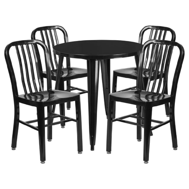 Flash Furniture CH-51090TH-4-18VRT-BK-GG Table And Chair Set Includes (1) 30" Dia. X 29-1/2"H Table