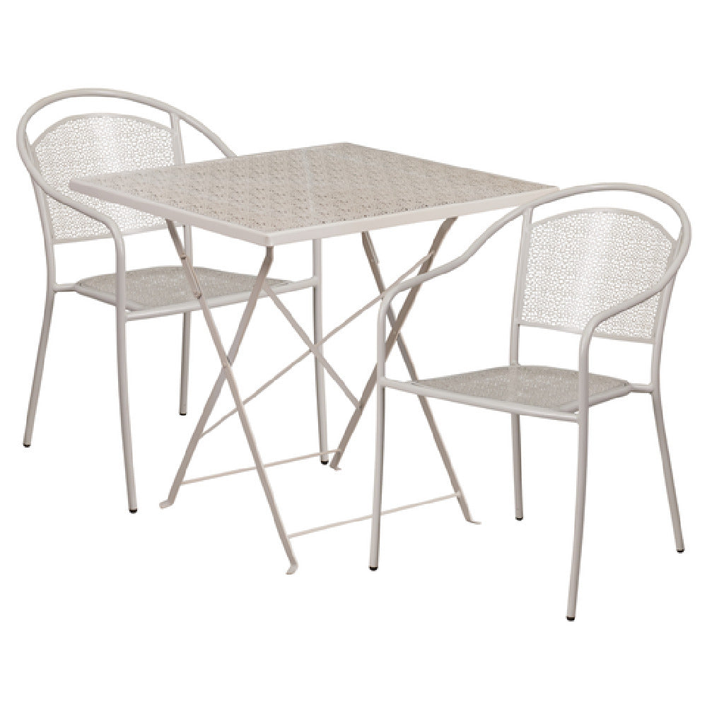 Flash Furniture CO-28SQF-03CHR2-SIL-GG Patio Table Set Includes (1) Folding Table: 28"W X 28"D X 28-1/4"H