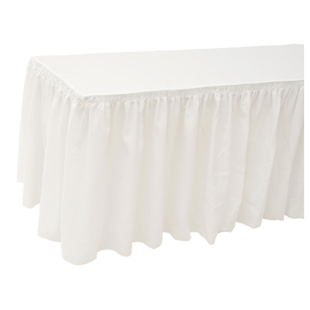 Hubert 32362 - Expressly HUBERT® Fitted White Polyester Tablecover With Skirting - 6'L X 30"W X 29"H