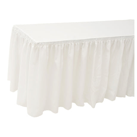 Hubert 32362 - Expressly HUBERT® Fitted White Polyester Tablecover With Skirting - 6'L X 30"W X 29"H